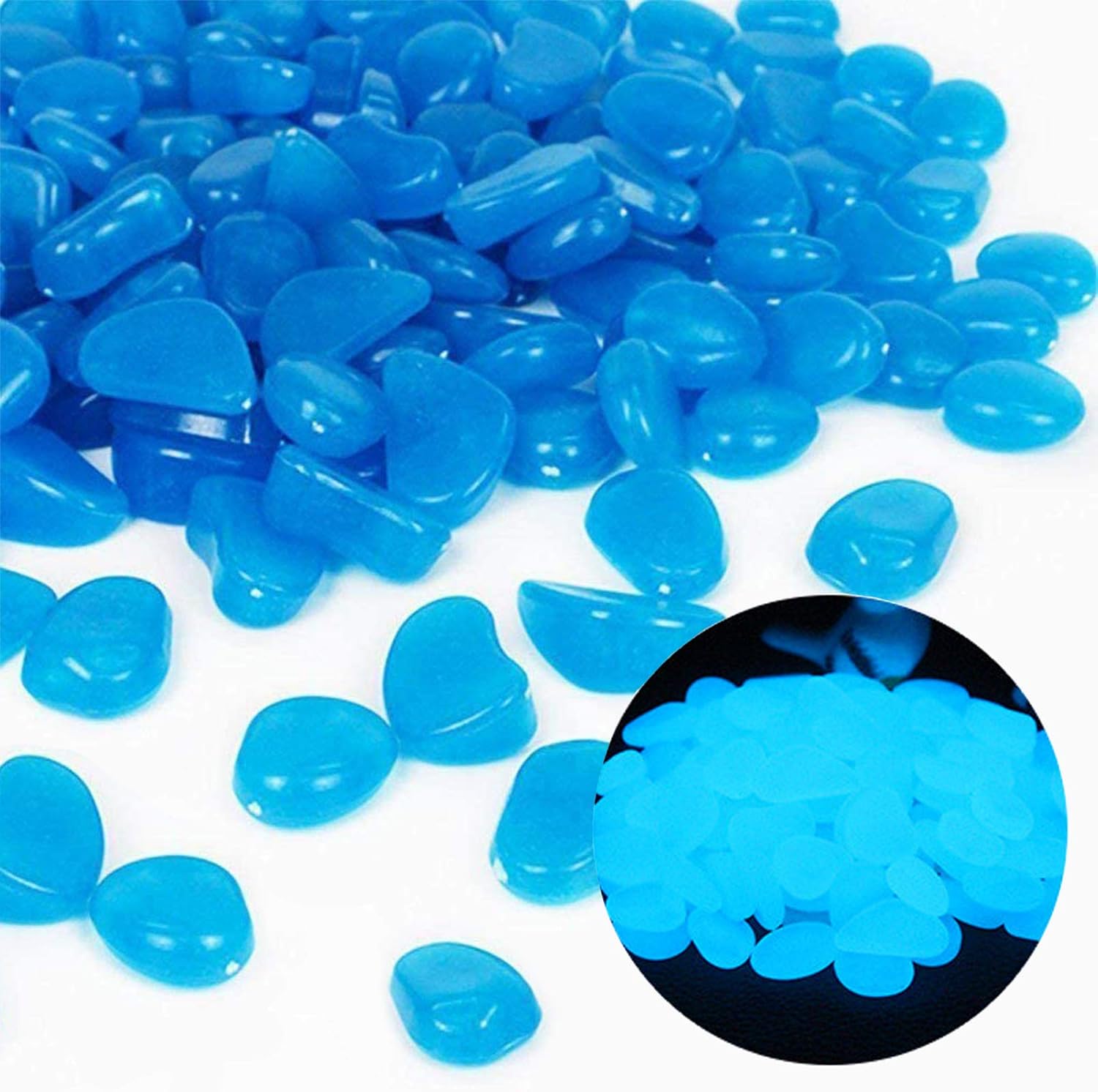 Bonsai Garden Zen - Fish Tank Rocks Glow Blue Pebbles