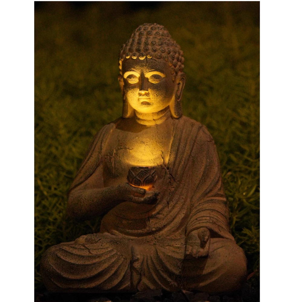 Resin Solar Buddha Statue Scul - Bonsai Garden Zen ulasan dan harga