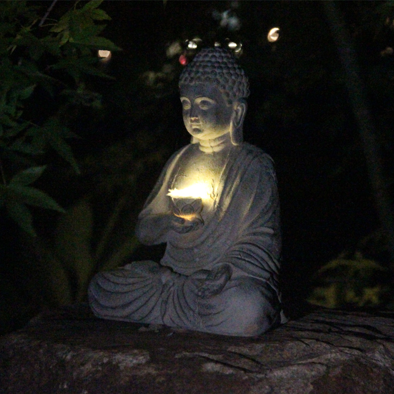 Resin Solar Buddha Statue Scul - Bonsai Garden Zen ulasan dan harga
