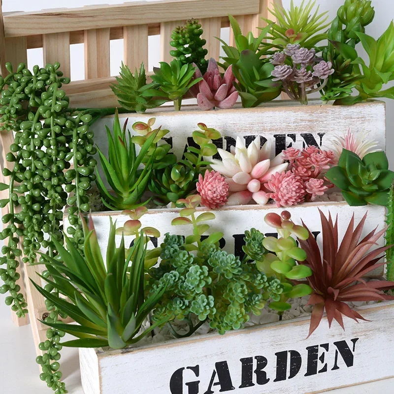 10/20Pcs PVC Succulents Plants - Bonsai Garden Ideas ulasan dan harga