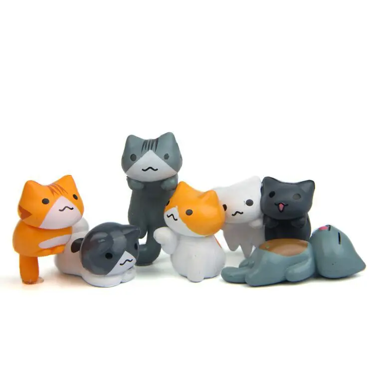 6Pcs/Set Cartoon Lucky pvc Cat - First Bonsai Garden ulasan dan harga