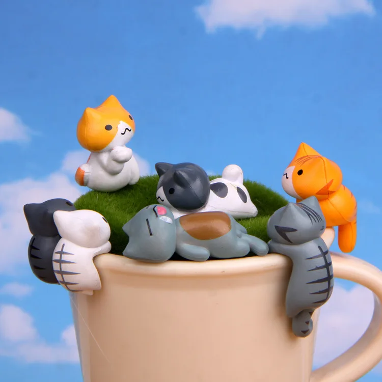 6Pcs/Set Cartoon Lucky pvc Cat - First Bonsai Garden ulasan dan harga