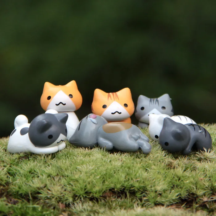 6Pcs/Set Cartoon Lucky pvc Cat - First Bonsai Garden ulasan dan harga